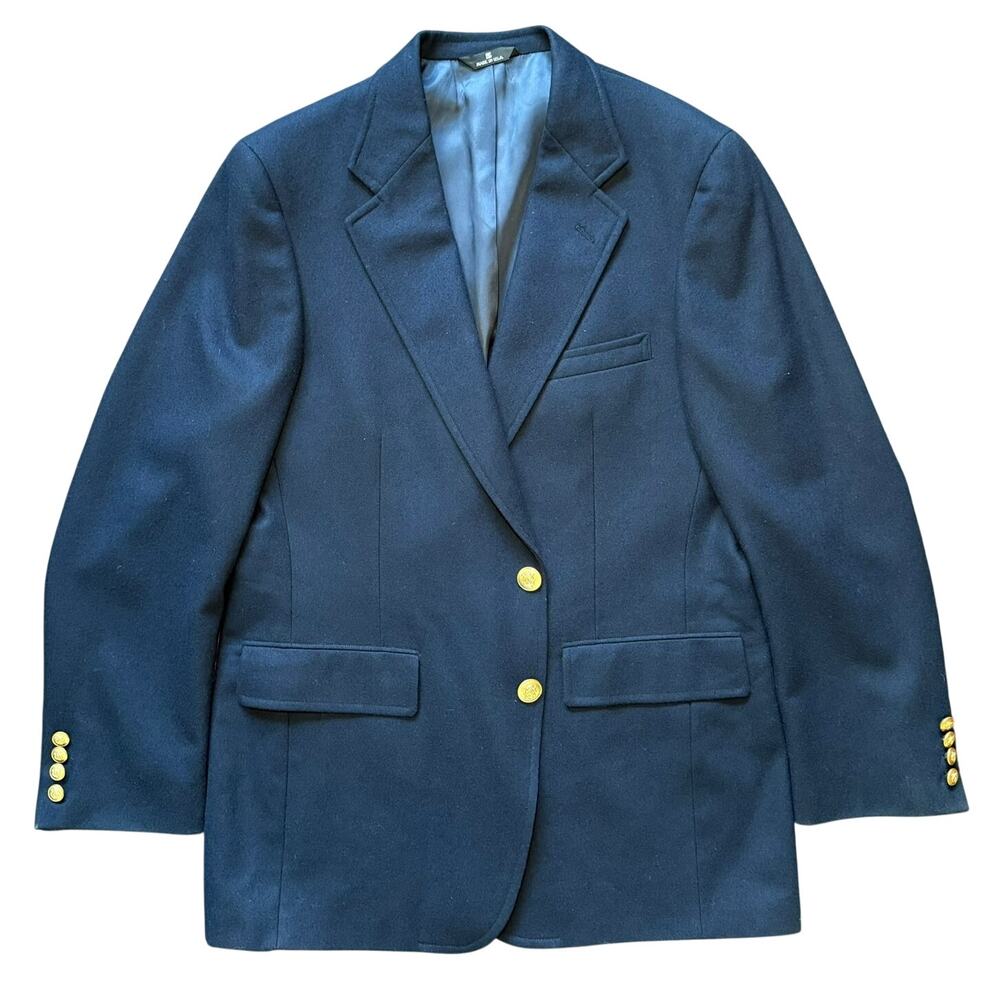 Chaps by Ralph Lauren Wool Blazer Navy Gold Buttons American Vintage Preppy